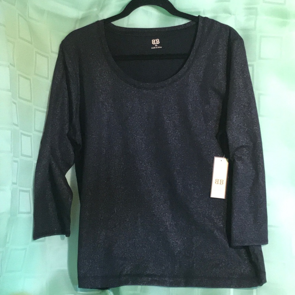 Long sleeved black/silver metallic top xl